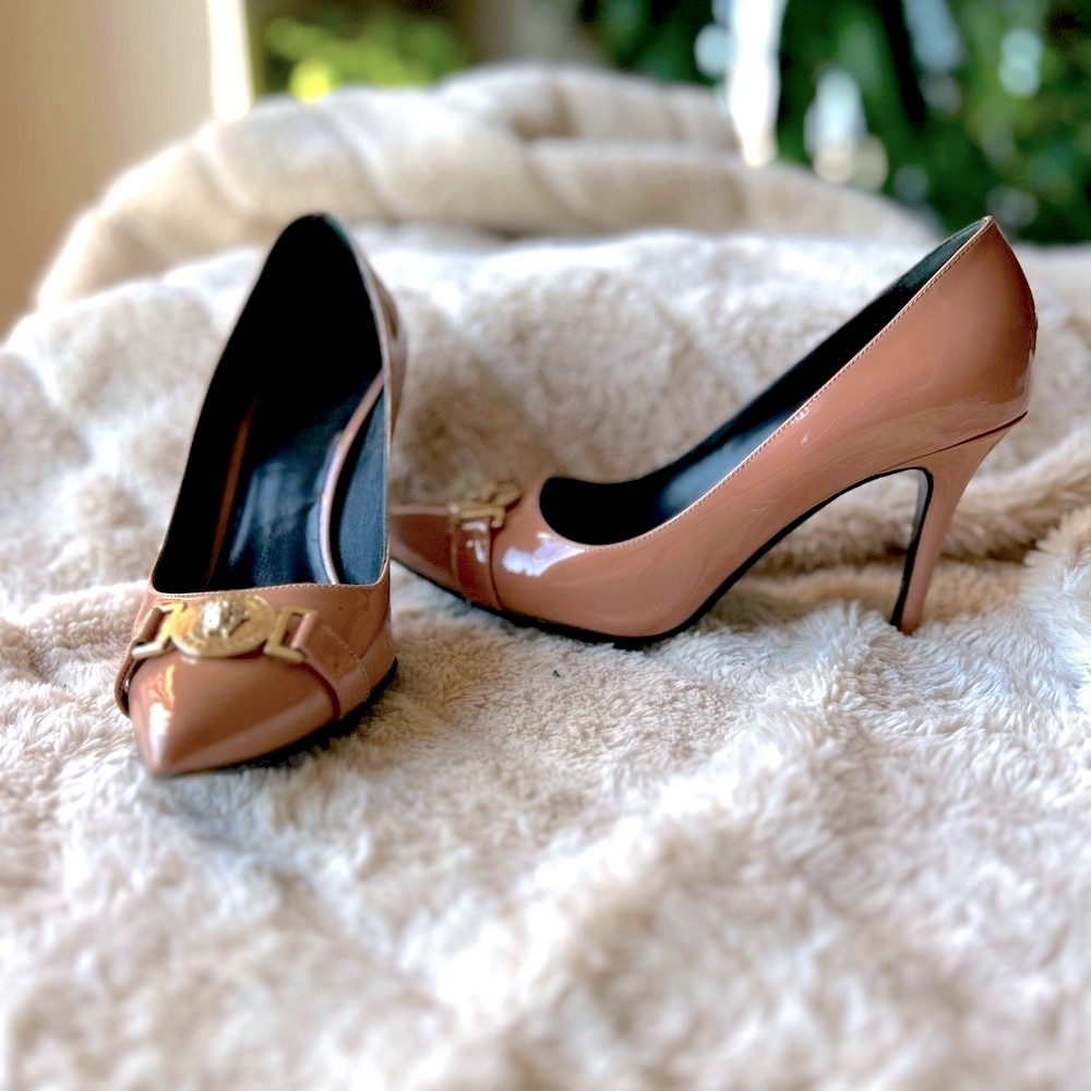 Versace Medusa pink heels